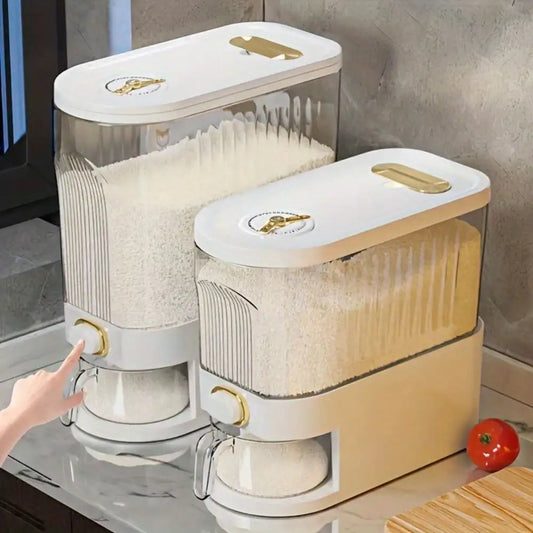 Rotating Rice Dispenser with Divider for Kitchen Organization