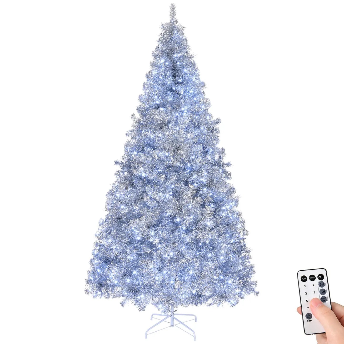 6ft Prelit Silver Artificial Christmas Tree With 300 Lights