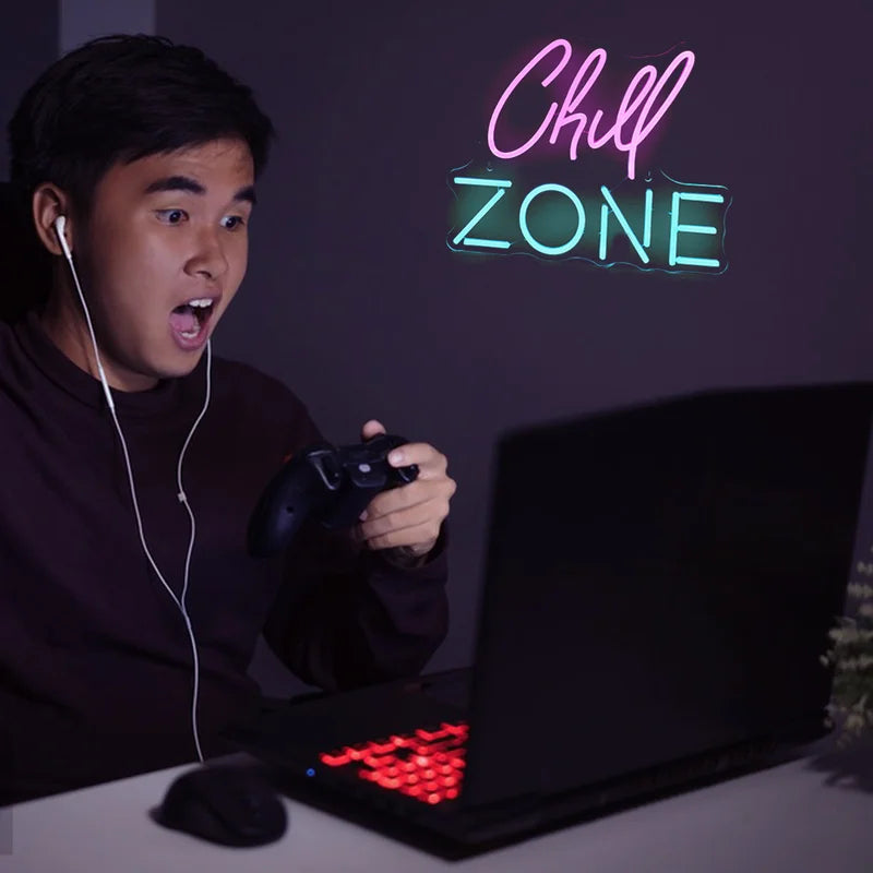 Chill Zone Neon Signs Custom For Lounge Game Room Bar Man Cave Bedroom Wall Art Decor 5/12V USB Powered Dimming Led Neon Sign