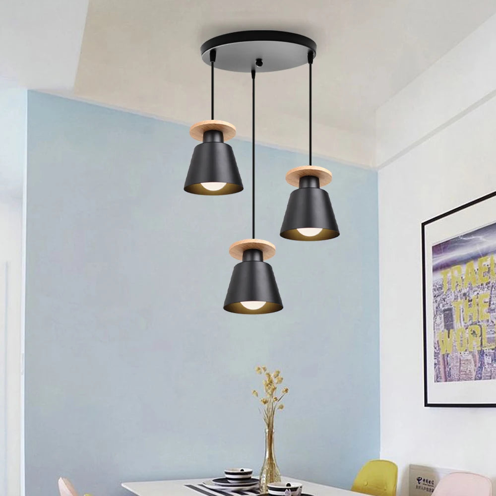1/3 Heads Modern Living Room Pendant Lamp Art Decor Bar Pendant Light Simple Hanging Lampshade Luminaire for Home Lighting E27