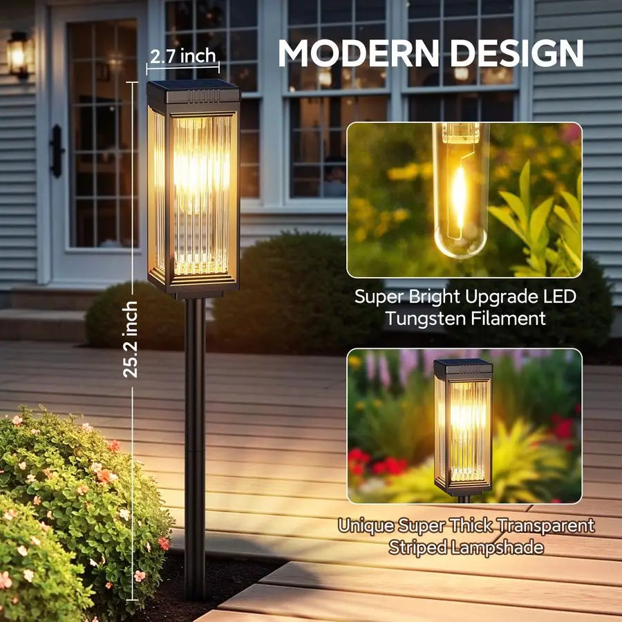 Pathway Lights Outdoor, 8 Pack Upgraded Solar Lights Outdoor Waterproof, Bright Up to 15 Hrs Auto On Off Garden Light for Yard P