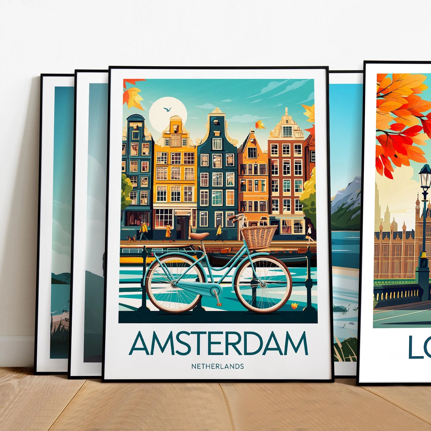 Amsterdam Travel Prints Netherlands London UK Big Ben Paris Eiffel Tower Greece Athens Posters Universal Gifts Home Decor