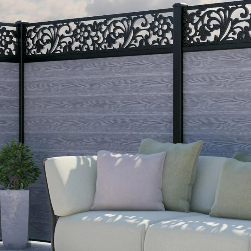 Popular Wood Plastic Composite Garden Fence Panel Aluminum Post Outdoor Decoration Privacy Slat Wall WPC Fence