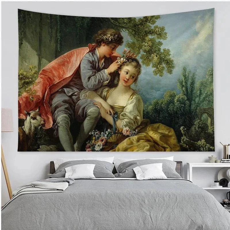 Renaissance Tapestry Oil Painting Art Tapestry Hippie Wall Hanging Tapestries Hanging Tarot Hippie Bedroom Dorm Wall Art Decor