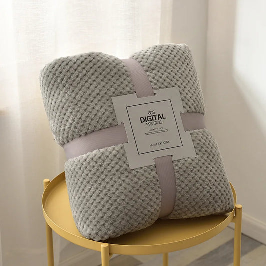 Winter Thickened Solid Color Coral Fleece Flannel Blankets For Beds Solid Soft Warm Bedspread Throw Blanket For Sofa Blanket