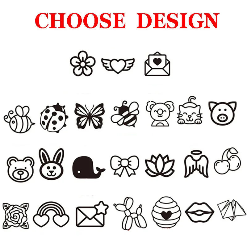 Custom Name Stamp with 24 Cute Designs-Personalized 25mm Self-Inking Stamp for Back-to-School, arty Favors,Gifts Durable Plastic