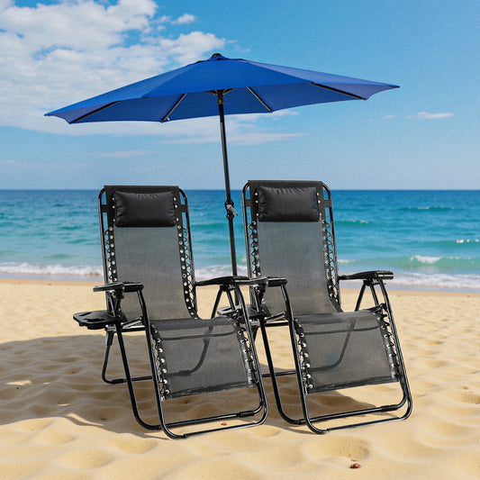 JHK Zero Gravity Portable Recliner Set for Outdoor Loungers