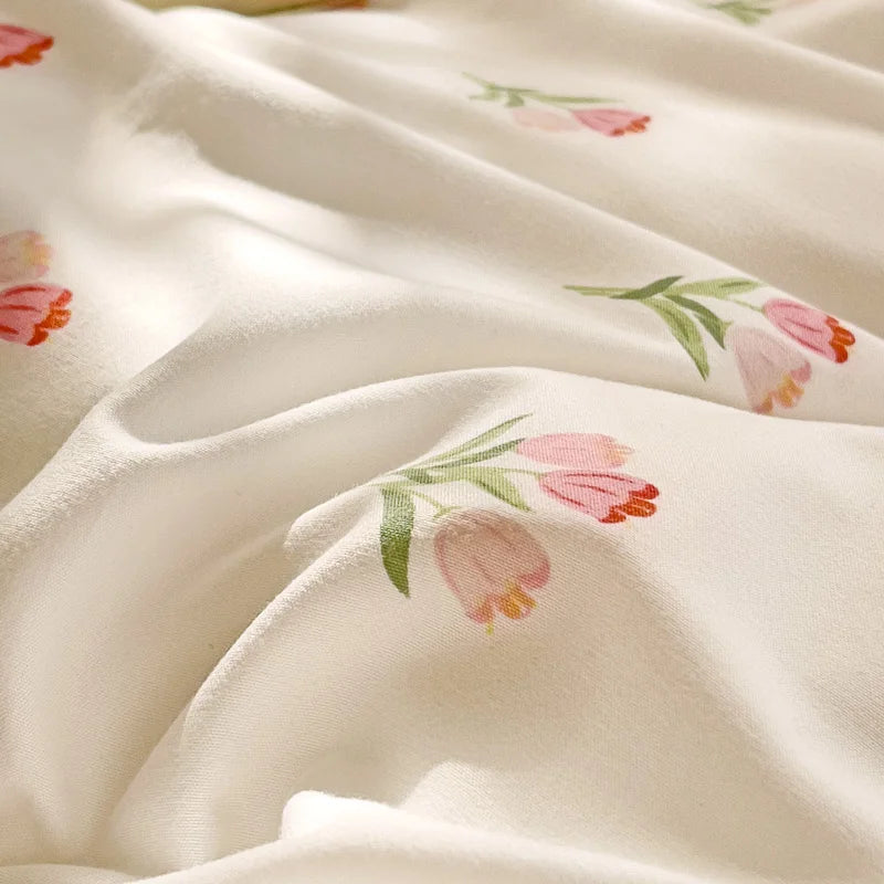 3-piece  Knitted And Washed Double-layer Yarn Set  Including One Quilt Cover And A Pair Of Pillowcases