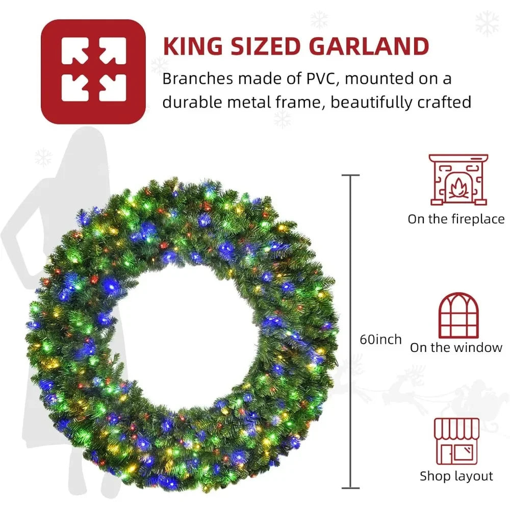 XMSJ Illuminated Christmas Wreath Outdoor With 300 LED Lights
