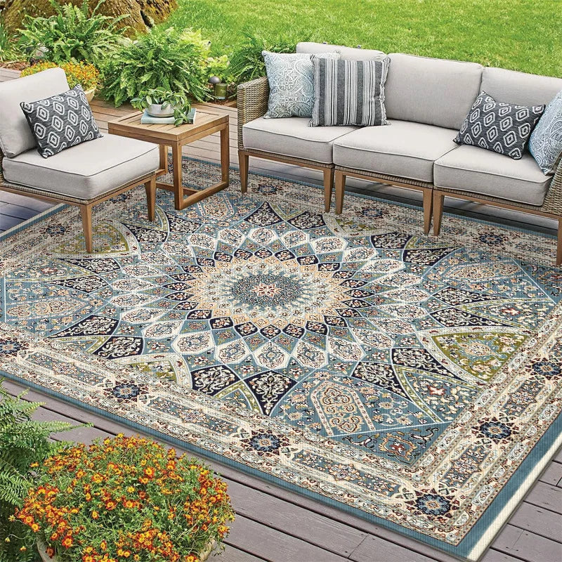 Retro Persian Carpet Large Area Outdoor Balcony Mat American Style Rural Living Room Carpet Rugs for Bedroom