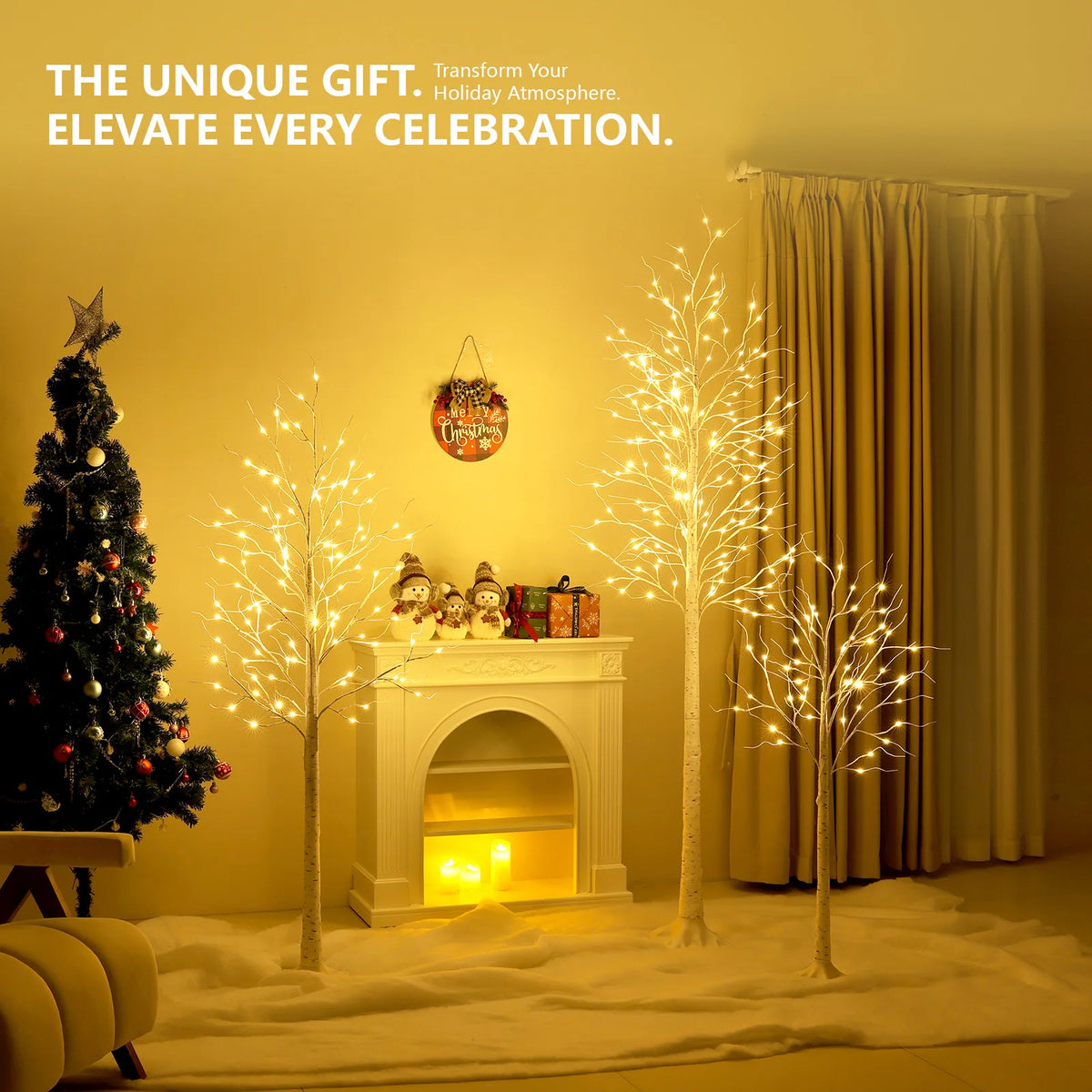 DR.PLANZEN Lighted Birch Tree with Lights for Home Decor
