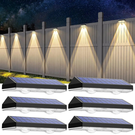 SZRSTH Solar Fence Lights Outdoor IP65 3Mode Lights 6 Pack