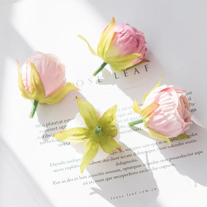 Cheap Silk Tea Buds Roses Head Wedding Decorative Wreaths Christmas Decorations for Home Diy Gift Fake Plants Artificial Flowers