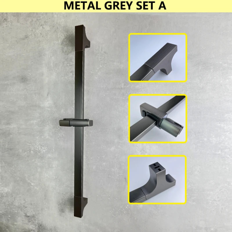 Shower Bar Angel Height Adjustable Sliding Hand Shower Bar Chrome Matt Black Stainless Steel 64cm Bathroom Fixtures