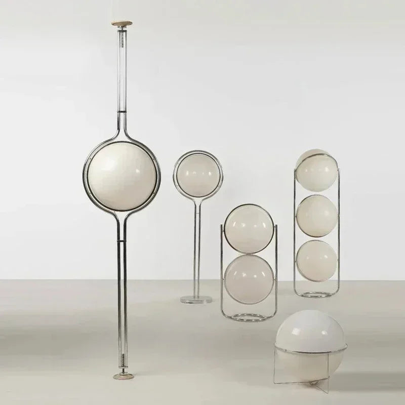 2026 Modern Creative Chrome Metal Floor Lamp White Acrylic Ball LED Standing Light for Living Room Hotel Room Sofa Art Decor