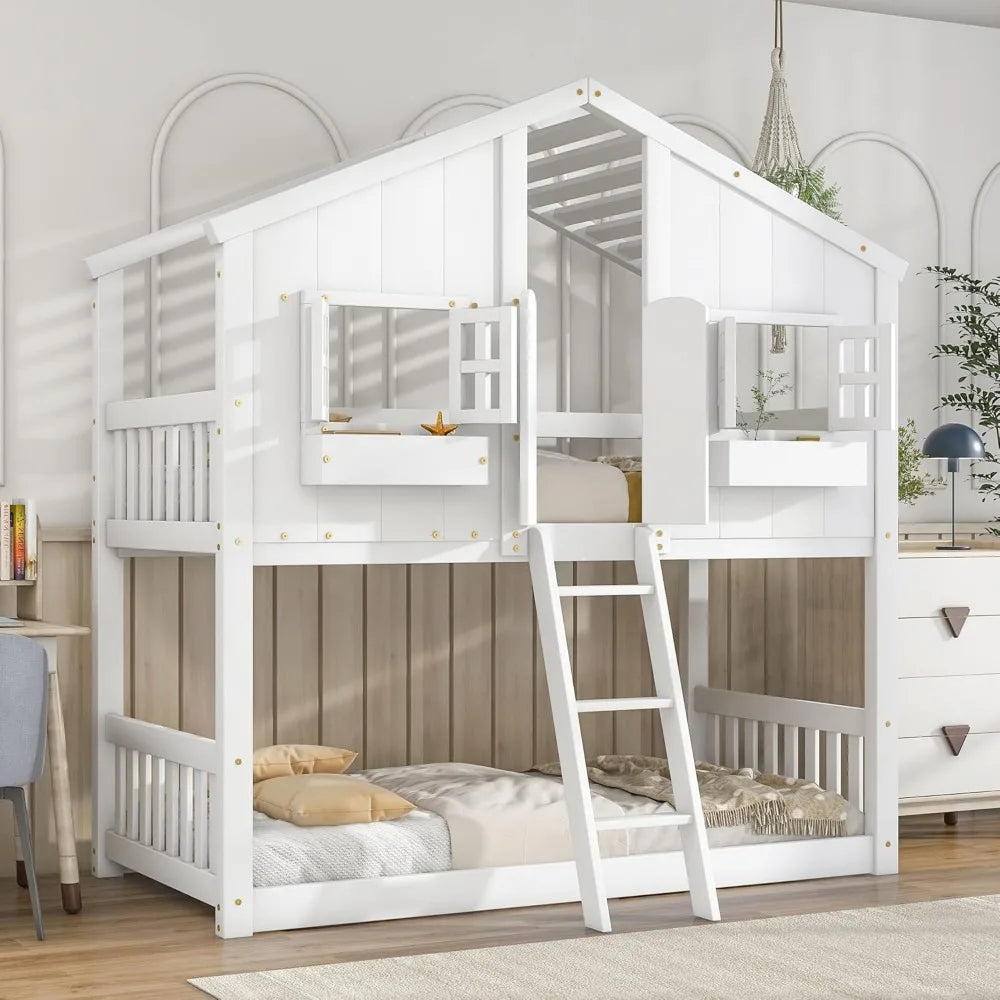 Harper and Bright Designs Twin Over Twin Bunk Bed Storage