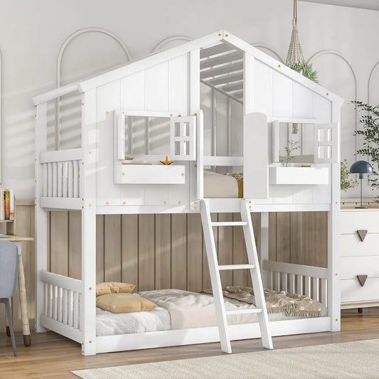 Harper and Bright Designs Twin Over Twin Bunk Bed Storage