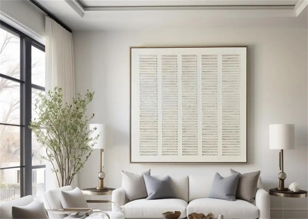 Custom Design White Beige 3D Textured Minimalist Handmade Wabi-Sabi Abstract Oil Painting for Home Hotel Office Wall Art Decor