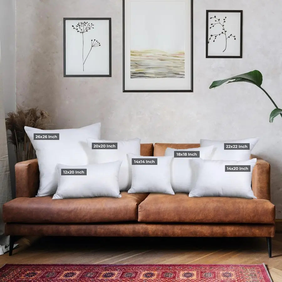Throw Pillows Set of 4, White u2013 22 x 22 Inches Down Alternative Pillows for Bed, Sofa, and Couch Fluffy Decorative Stuffer