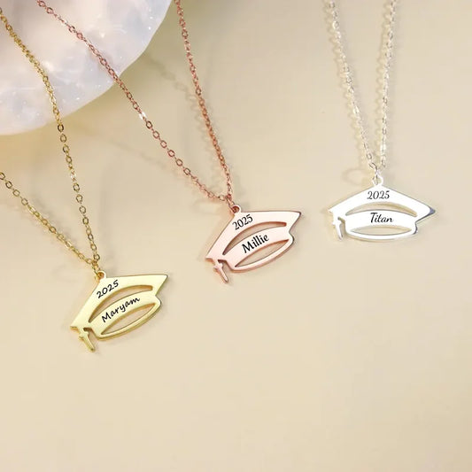NONECN Customized Stainless Steel Graduation Cap Necklace For Women
