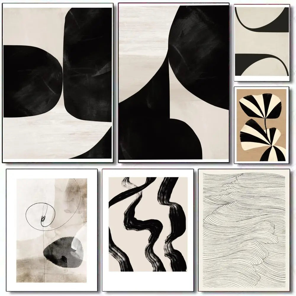 Black and White Artwork Painting Calligraphy Modern Aesthetic Canvas Wall Art Decor Print for Living Room Office Gallery Decor