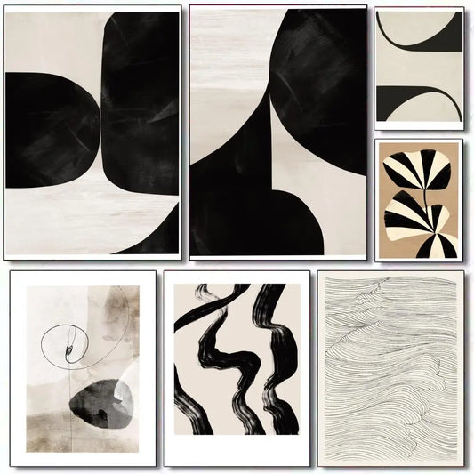Black and White Artwork Painting Calligraphy Modern Aesthetic Canvas Wall Art Decor Print for Living Room Office Gallery Decor