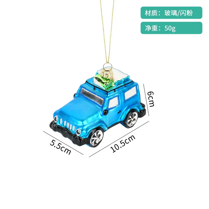 Car Pendant Christmas Decorations Glass Painting Christmas Tree Hanging Ornaments For Home New Year Kids Gift Toys