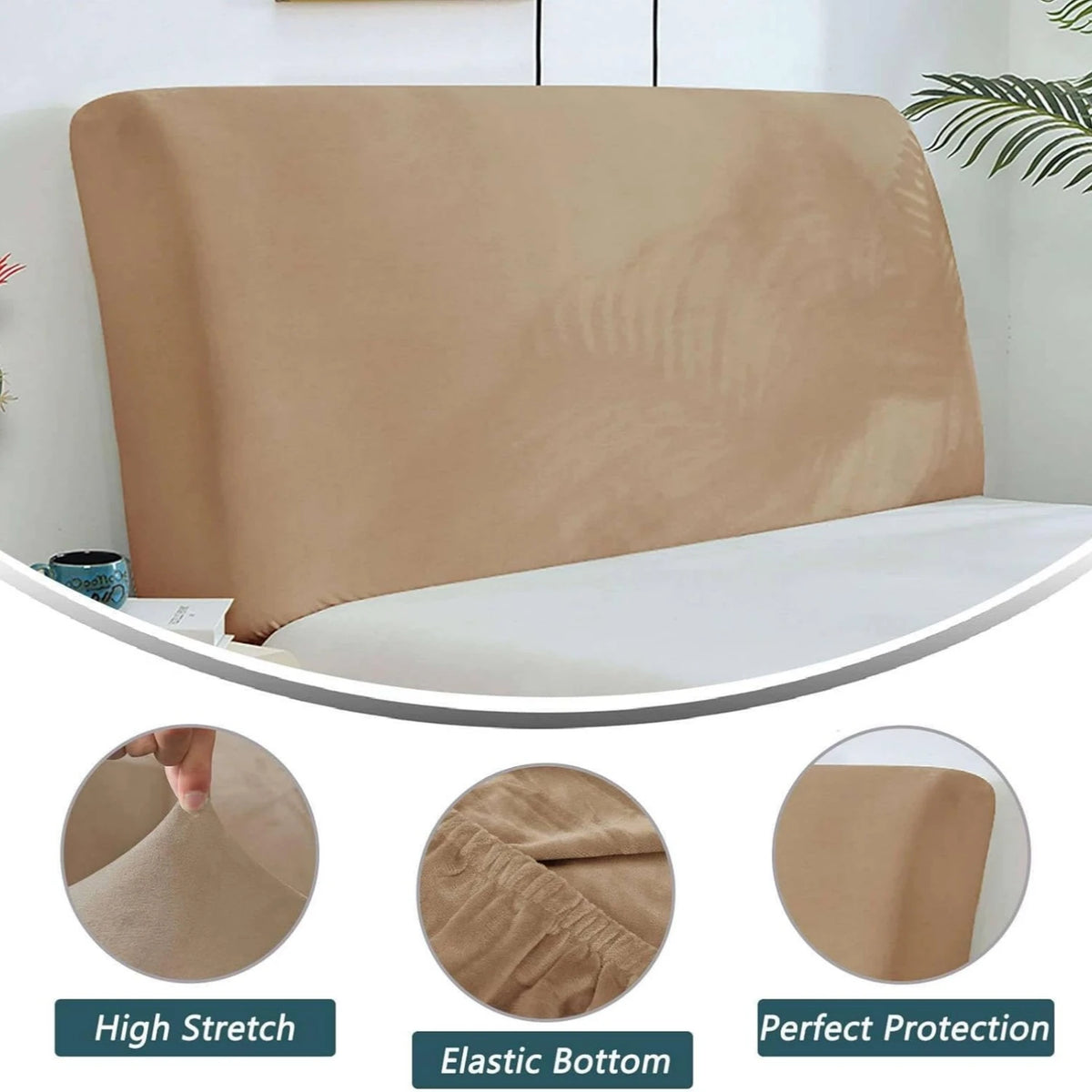 Velvet Bed Headboard Cover All-Inclusive Design Solid Color Elastic Protection Headboard Protection Cover for Single Double King