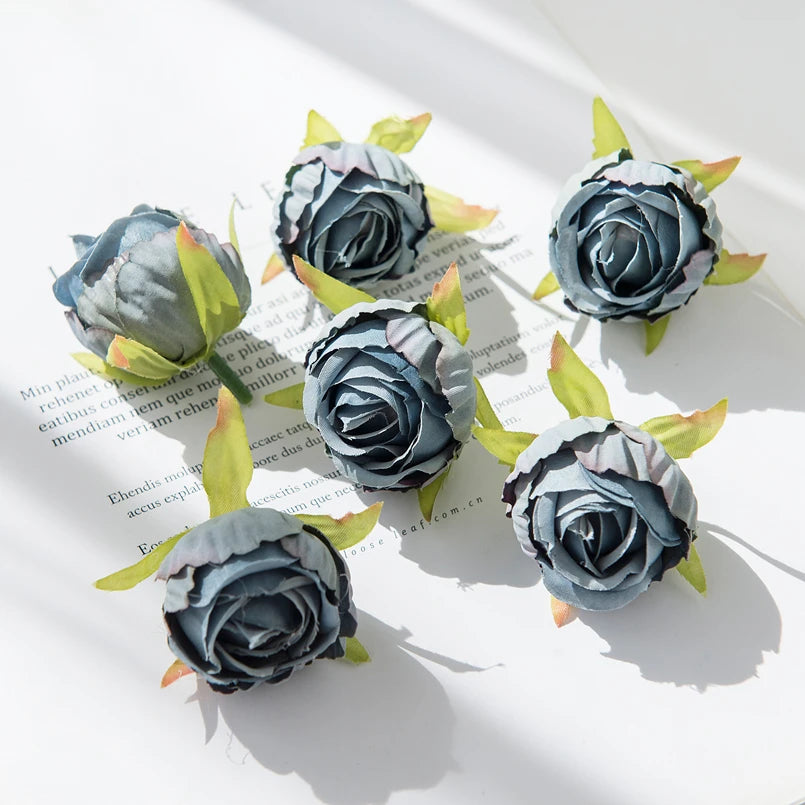 Cheap Silk Tea Buds Roses Head Wedding Decorative Wreaths Christmas Decorations for Home Diy Gift Fake Plants Artificial Flowers