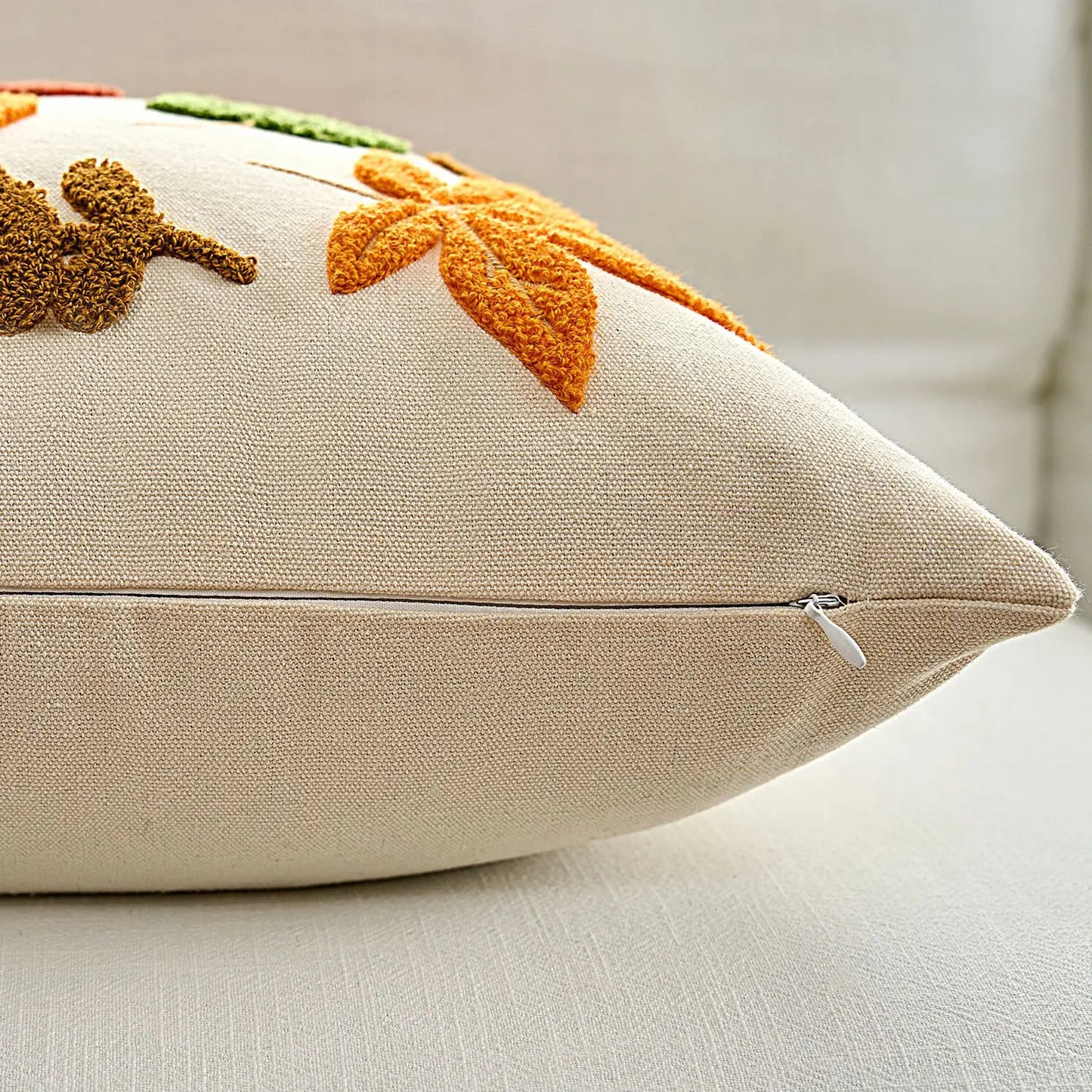 Halloween Tufted Throw Pillow Cover Thanksgiving Maple Pumpkin Square Cushion Cover for Home Living Room Party DIY Fall Decor