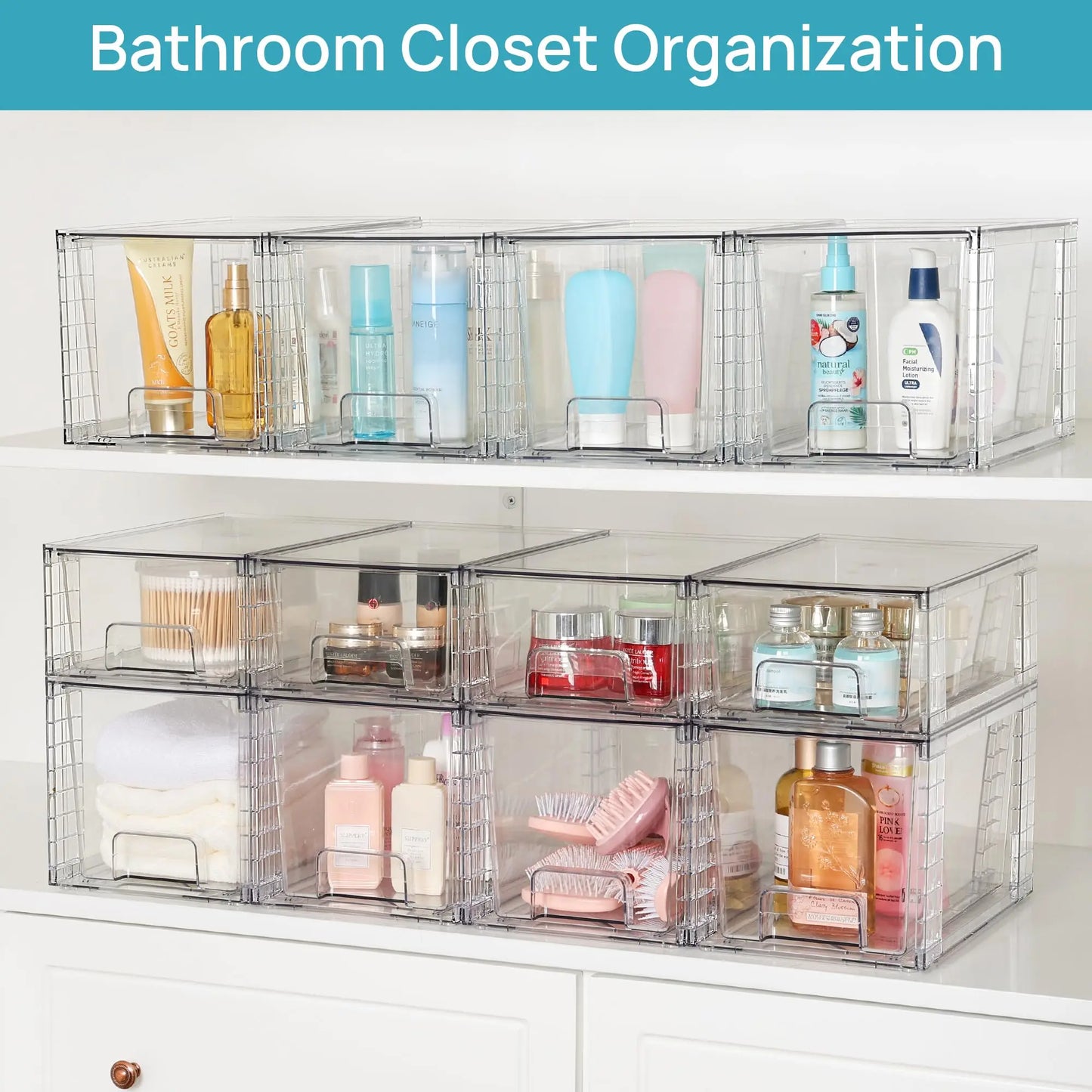 Acrylic Kitchen Cabinets Pantry Undersink Organizers and Storage Large Stackable Storage Drawers Plastic Bins Bathroom Closet