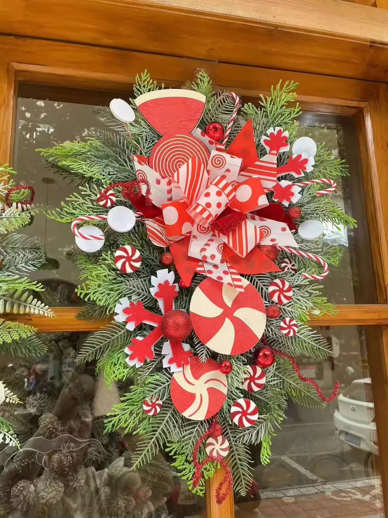 FZCSPEED Christmas Wreath for Front Door Christmas Collection Wreaths Artificial Festival Decor for Indoor Outdoor Wall Window