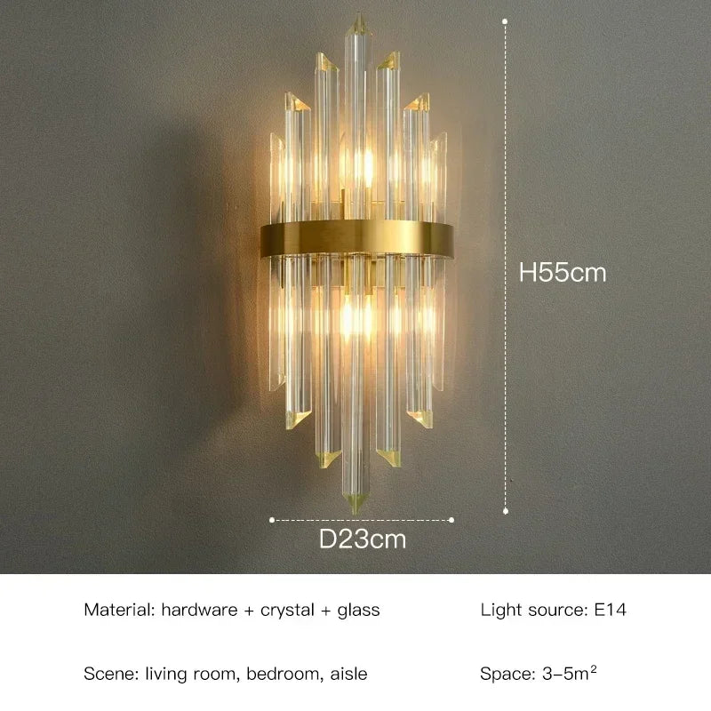 Modern LED Luxury Crystal Wall Lamps For Living Room Hall Foyer Hotel Indoor Home Art Decor Wall Sconces Gold Bedside Lights Wal