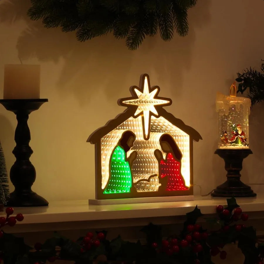 Indoor Nativity Scene Infinity Mirror Tunnel Light For Living Room