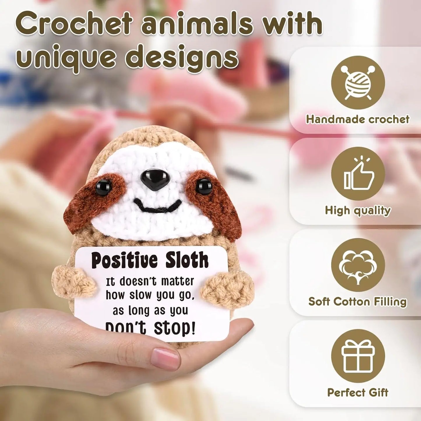 Positive Crochet Animals Christmas Birthday Gifts for Women Men Emotional Mom Dad Daughter Sister Friend Desk Home Fall Decor