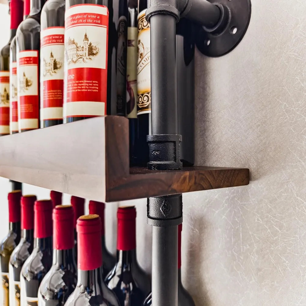 DAFIFY Five Tier Wall Mounted Wine Rack Industrial Pipe Shelf