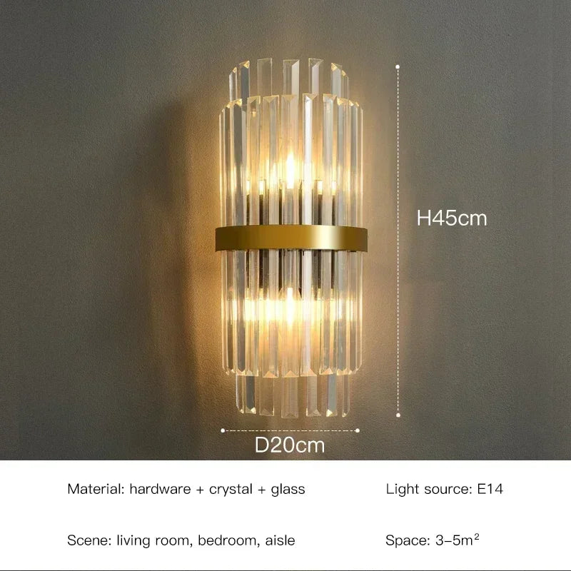 Modern LED Luxury Crystal Wall Lamps For Living Room Hall Foyer Hotel Indoor Home Art Decor Wall Sconces Gold Bedside Lights Wal