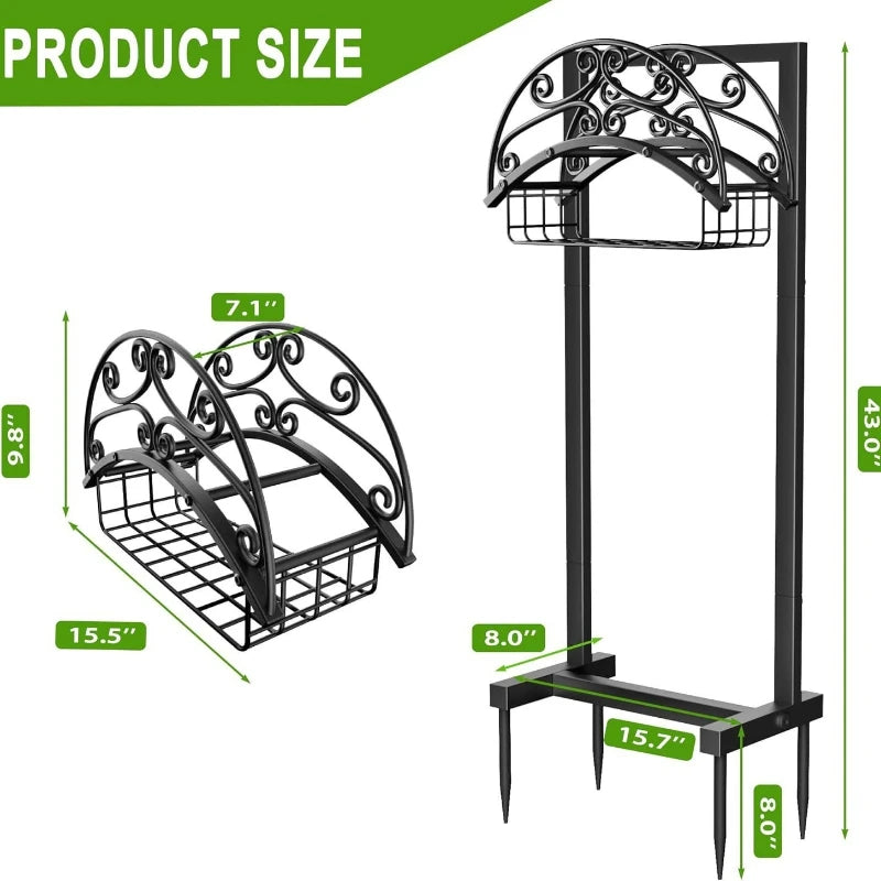 Garden Hose Holder-Upgraded Water Hose Holder Holds 150-feet Hose Heavy Duty Metal Hose Stand Sturdy Freestanding Hose Hanger