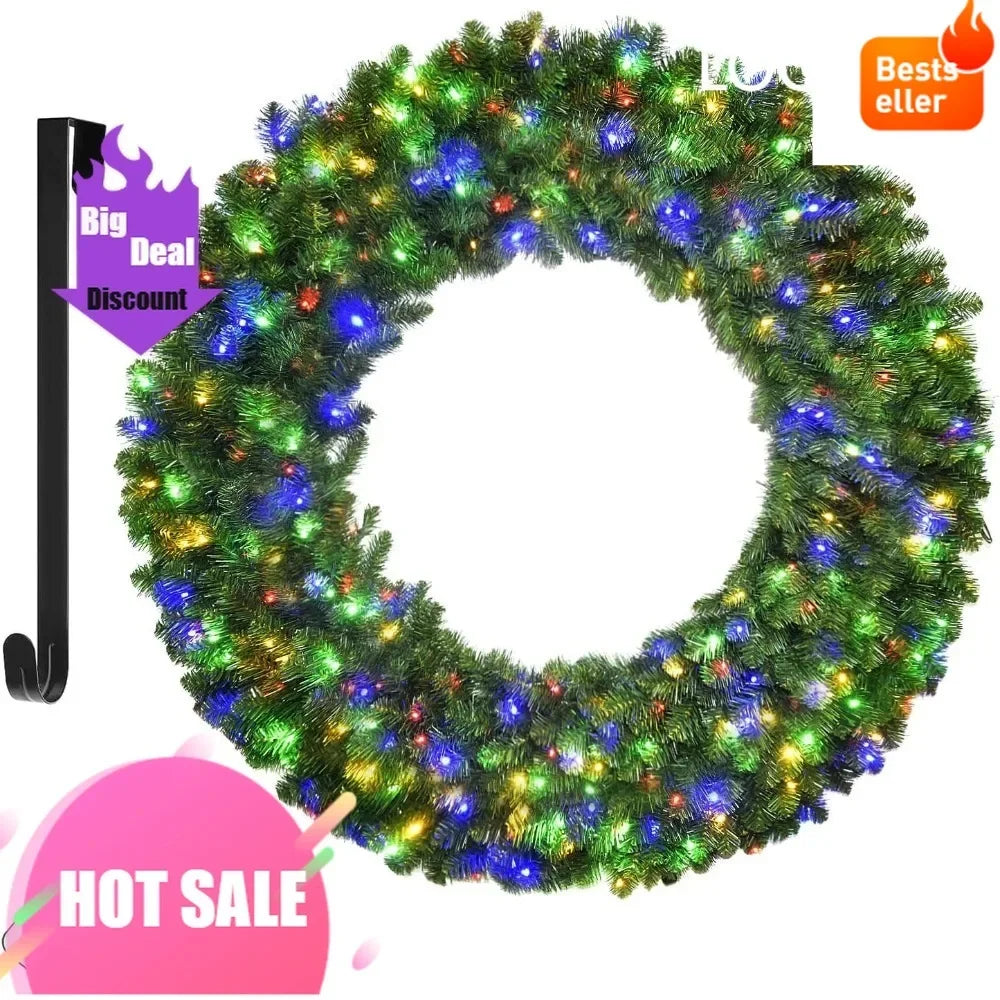 XMSJ Illuminated Christmas Wreath Outdoor With 300 LED Lights