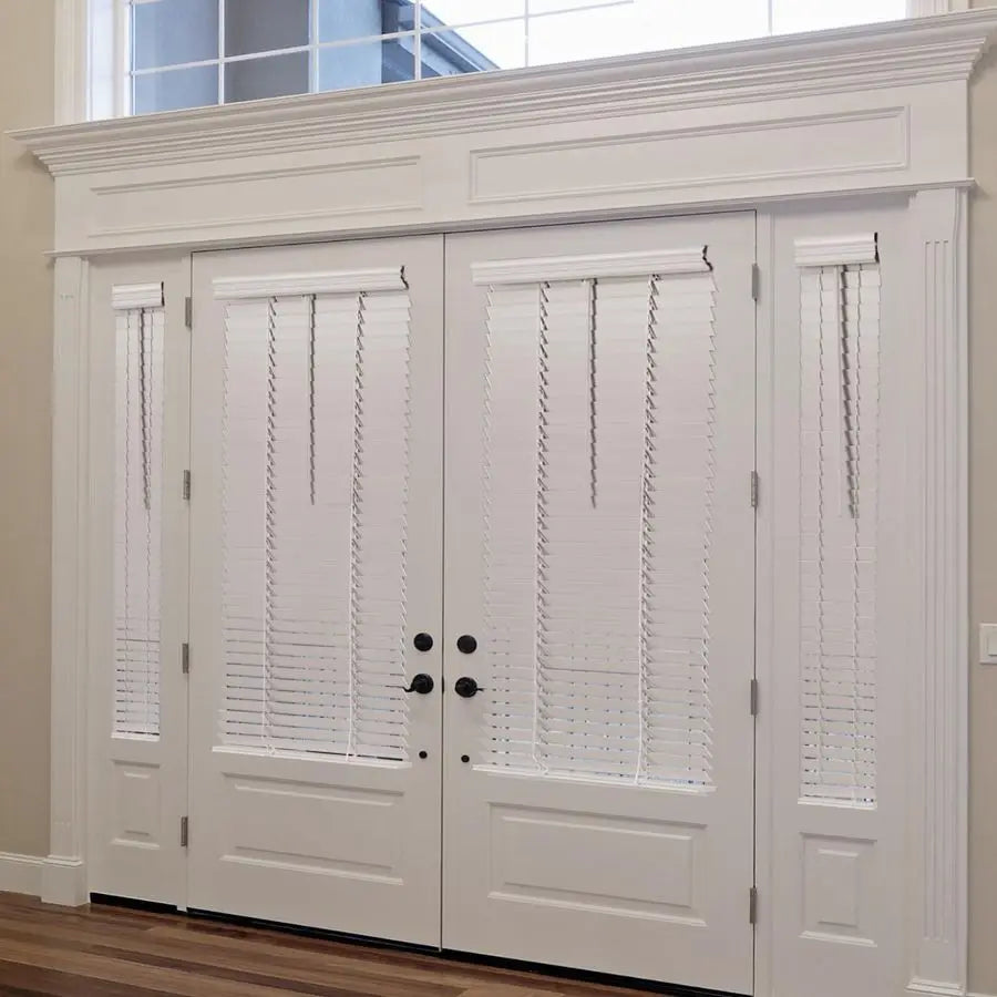 Pack 2 in Cordless Sidelight Blinds 8.5 x 72 in Horizontal White Faux Wood Front Door Window Blind Plantation Adjustable Tilt Wa