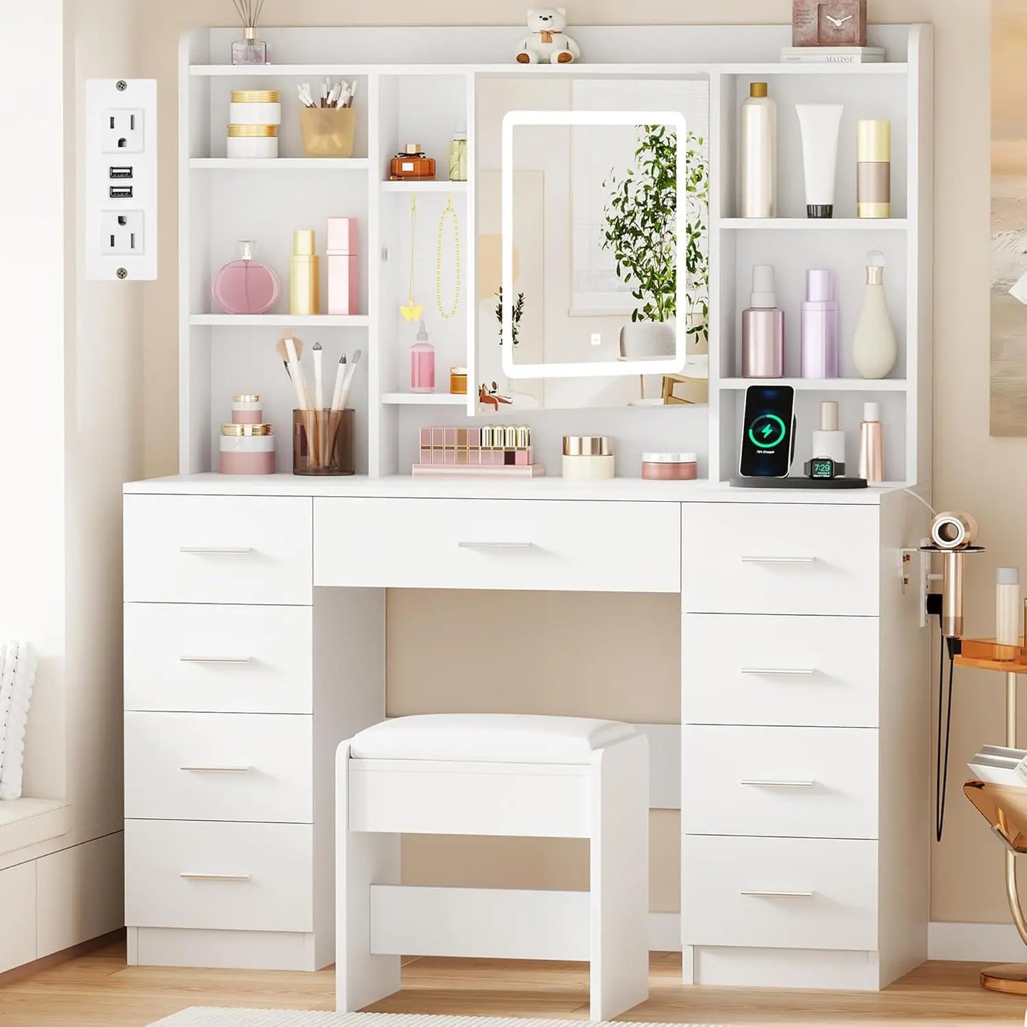 Vanity Desk With Mirror And Lights Makeup Vanity Table Storage