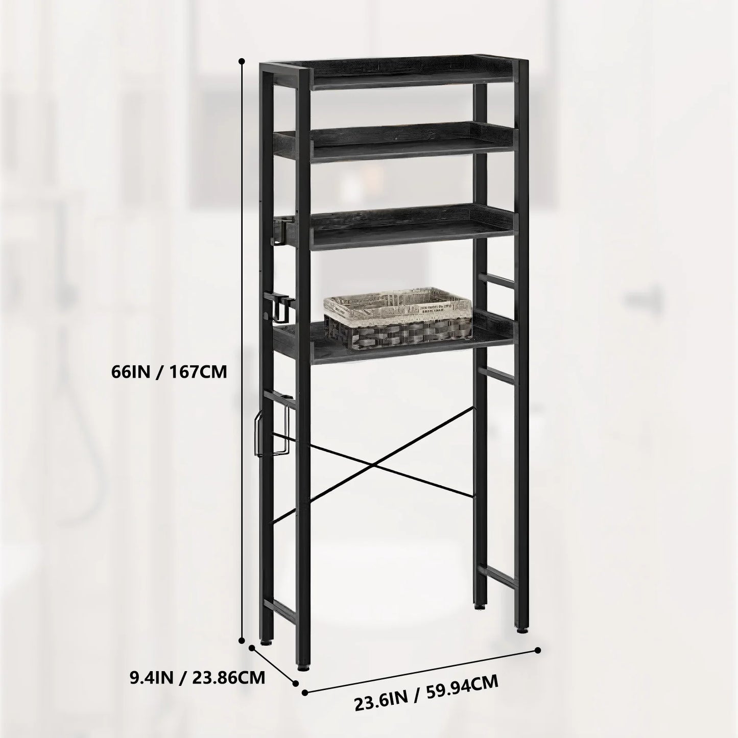 Over Toilet 4 Tier Storage Rack Organizer Freestanding