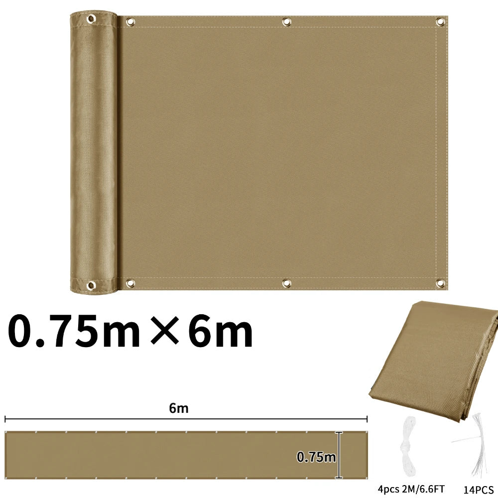 Balcony Privacy Screen Patio Fence Screen for Balcony Cover Waterproof Garden Sunshade Cloth with Grommets UV Protection Shelter