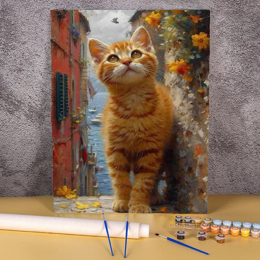 Cartoon Cat Oil Pictures By Numbers Abstract Paintings On Canvas Animal Acrylic Paint By Number For Home Wall Art Decor