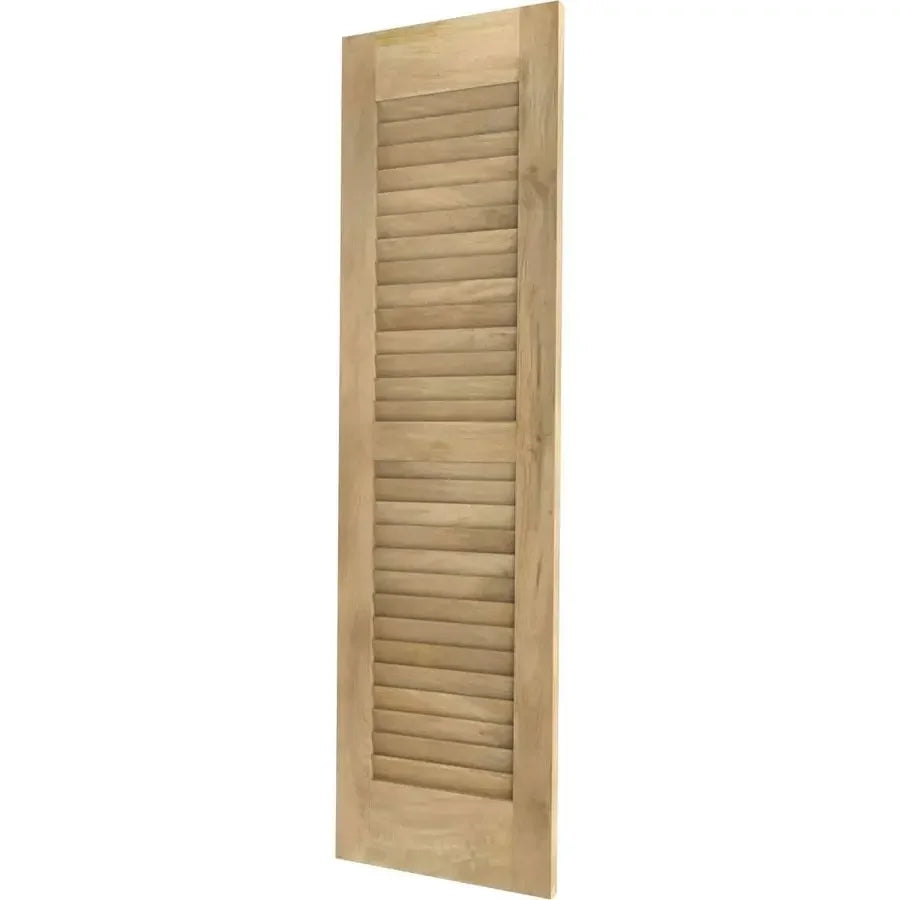 x 48H Americraft Two Equal Louver Exterior Real Wood Shutters Per Pair, Unfinished