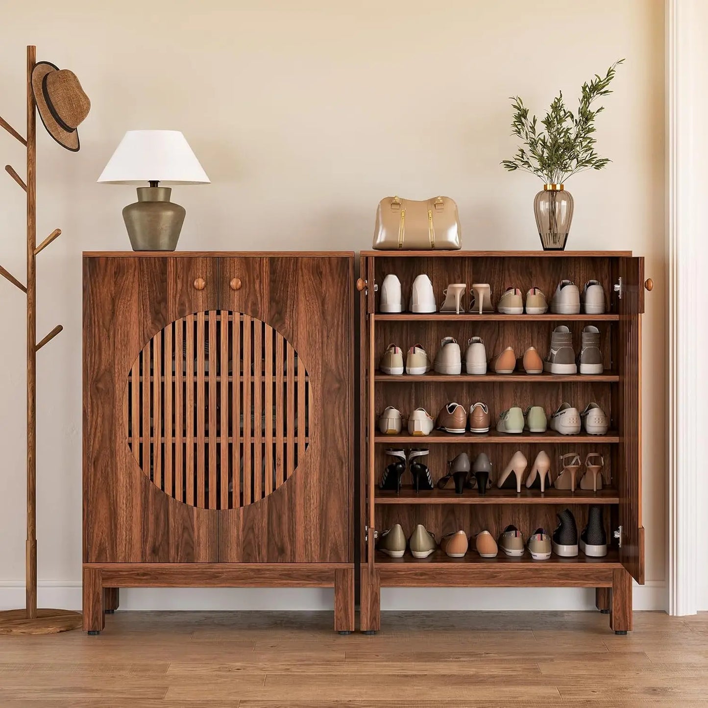 Little Tree 5 Tier Farmhouse Style Shoe Cabinet Organizer