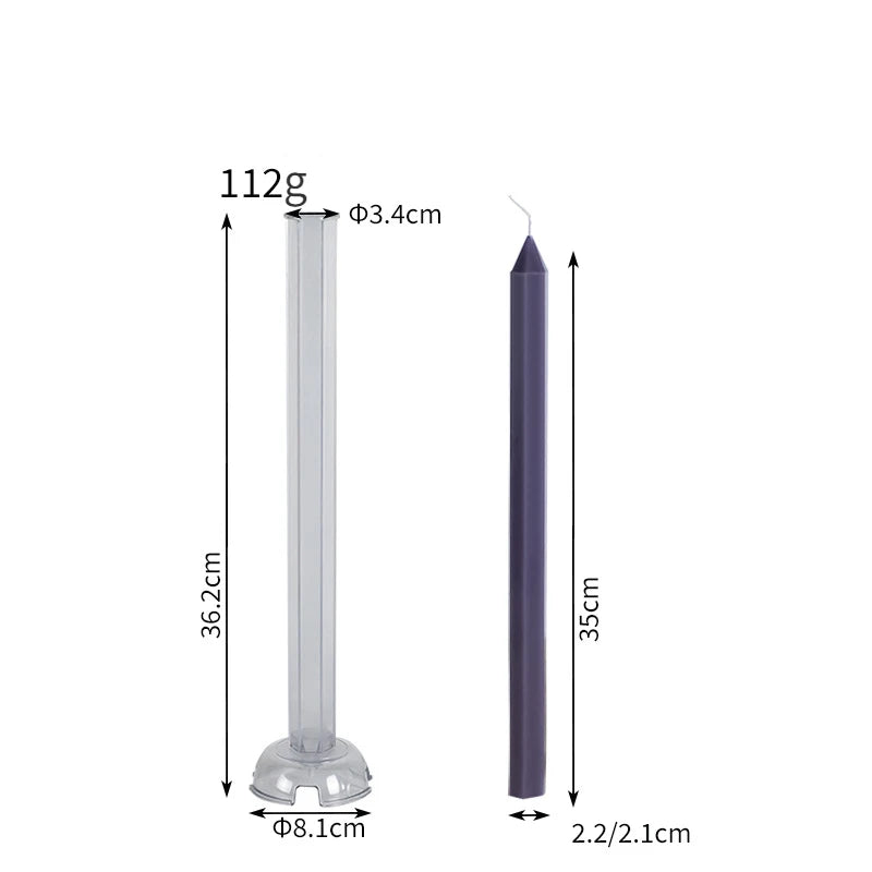 Hexagon Stripe Pole Acrylic Candle Mold Pointed Long Rod Making Set Geometry Candlestick Plastic Mould Home Party Art Decor Gift