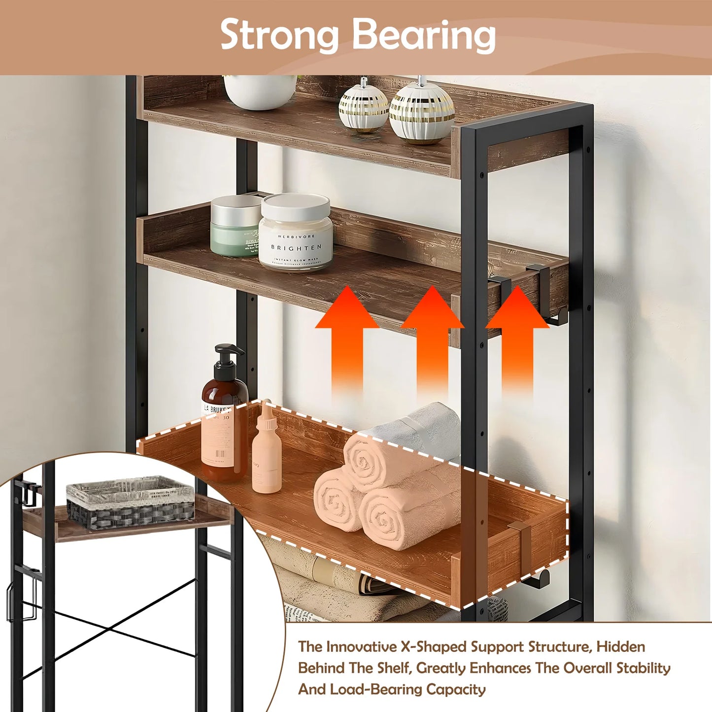 Over Toilet 4 Tier Storage Rack Organizer Freestanding