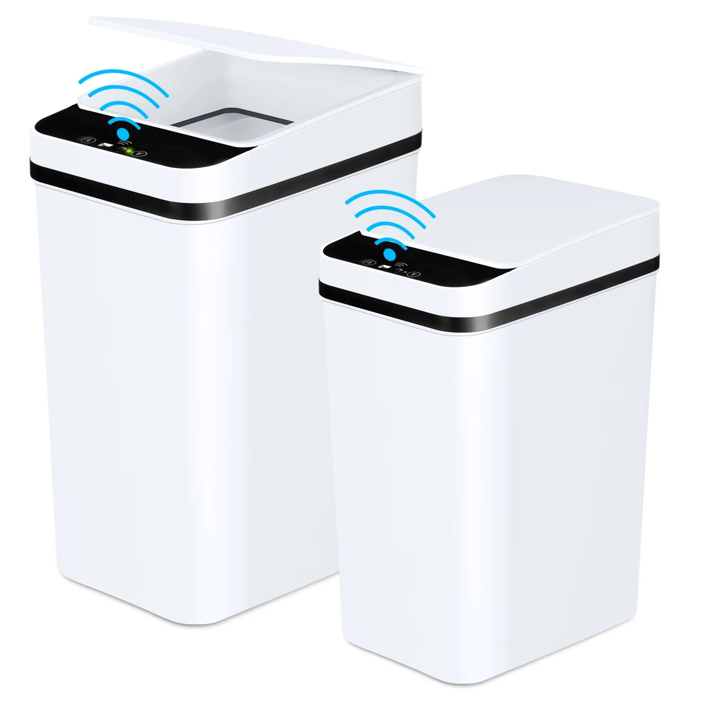 2 Pack Touchless Sensor Trash Cans 12L 18L White With Lid