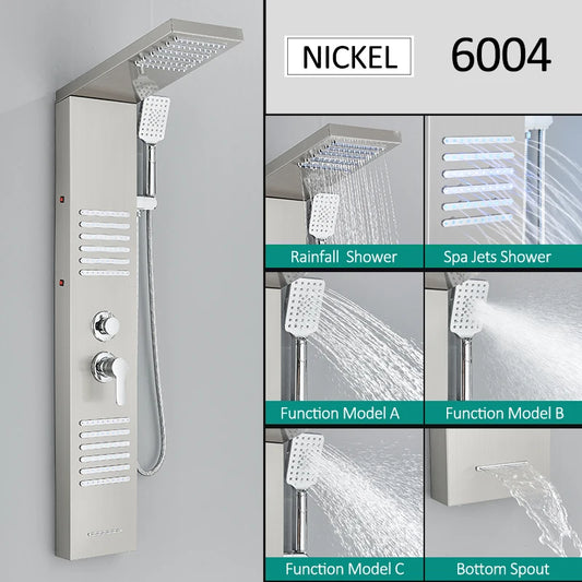 Quyanre LED Shower Panel Tower System Rainfall Massage
